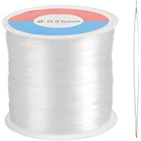 WOWOSS 500m Hilo de Abalorios Transparente 0.25mm Hilo Invisible de Nylon con Aguja de Abalorios- para Pulsera Collar y…